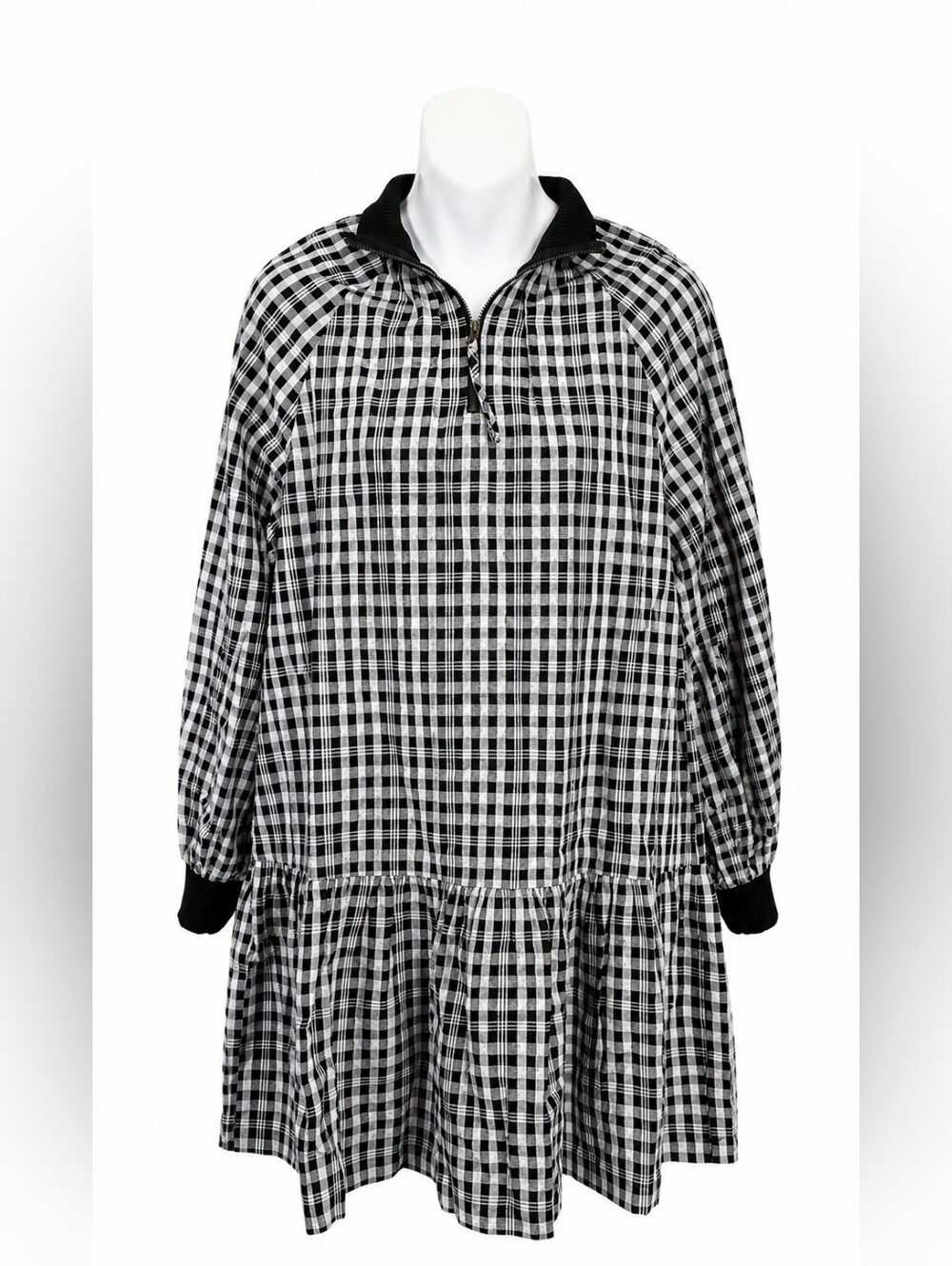 NWOT - Doe and Rae Small Black White Plaid Tiered Tunic Dress – Lined